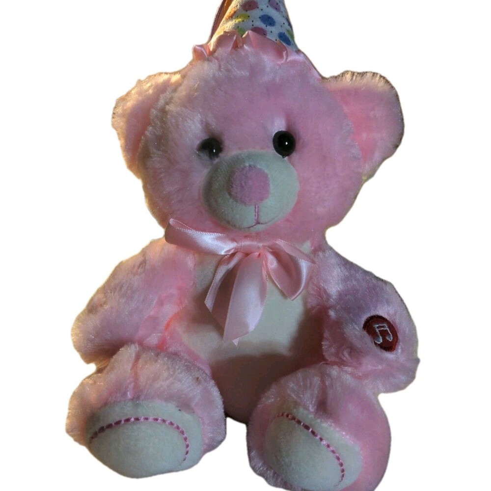 Linzy Teddy Bear Sings Works Happy Birthday & Flashes Lights Stuffed Animal 12”